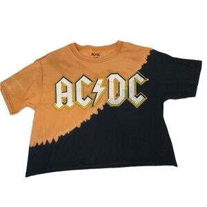 AC/DC Cutoff T-shirt Small Tie Dye Black/Orange 100% Cotton